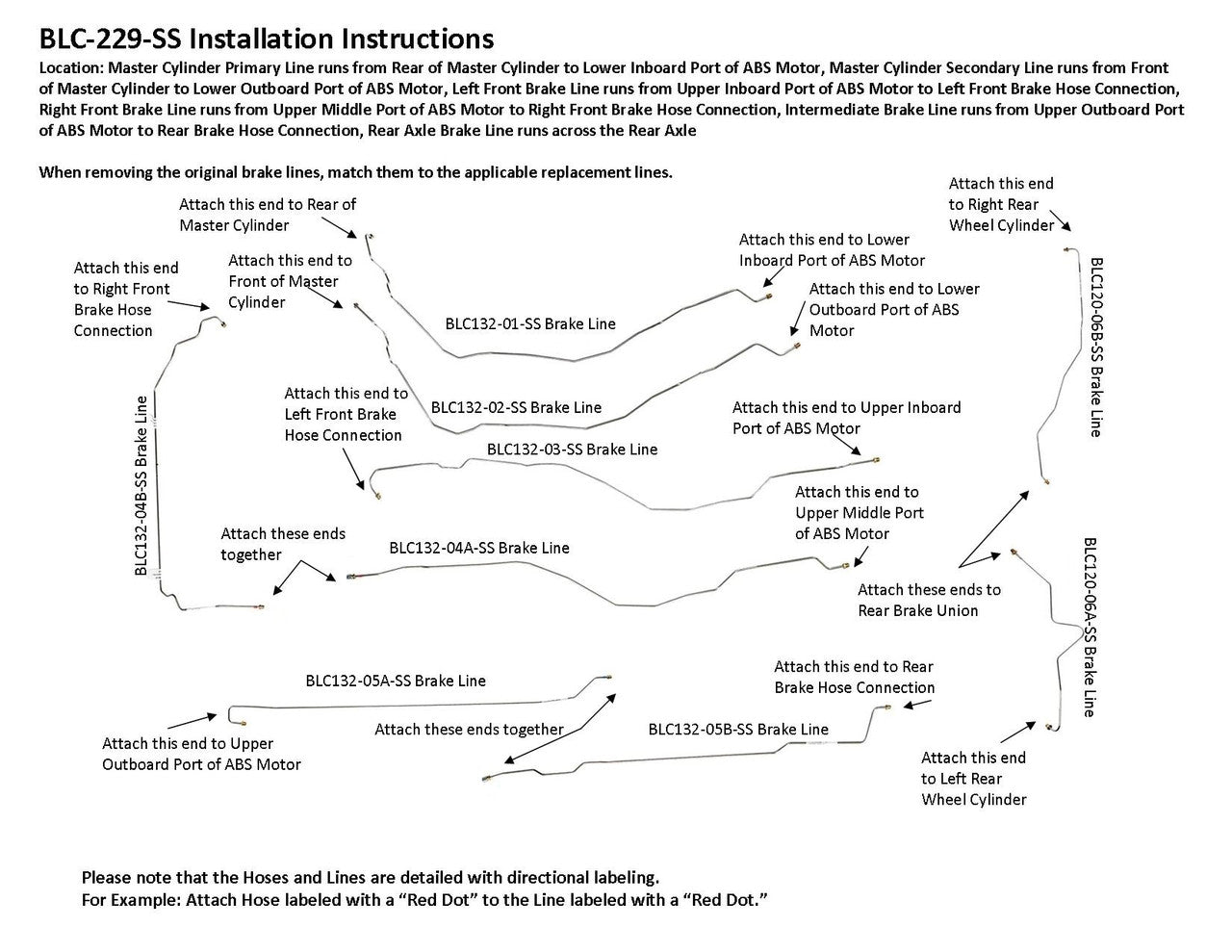 Chevy Silverado Brake Line Set 2002 2500HD Crew Cab 6.5ft Bed 6.6L BLC-229-SS1E Stainless Steel