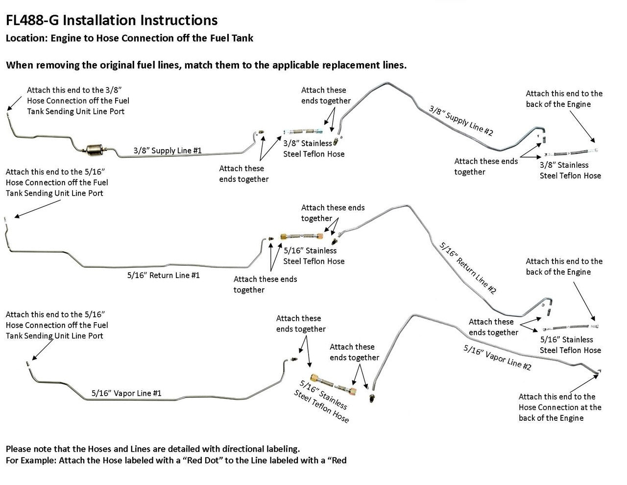 GMC Sierra Fuel Line Set 2001 1500 Exc. HD, Ext Cab 4.8L Non Flex Fuel FL488-G2B