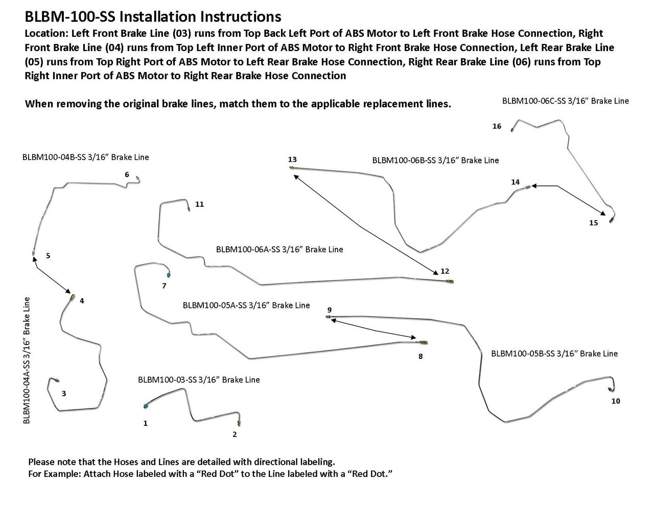BMW 325Ci Brake Line Set 2002 2.5L BLBM-100-SS3B Stainless Steel