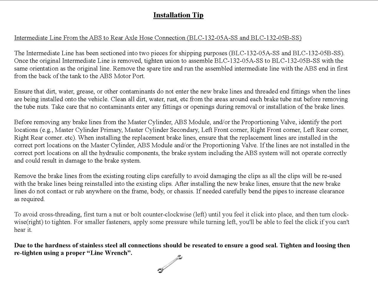 Chevy Silverado Brake Line Set 2001 2500HD Crew Cab 6.5ft Bed 6.0L BLC-229-SS1A Stainless Steel