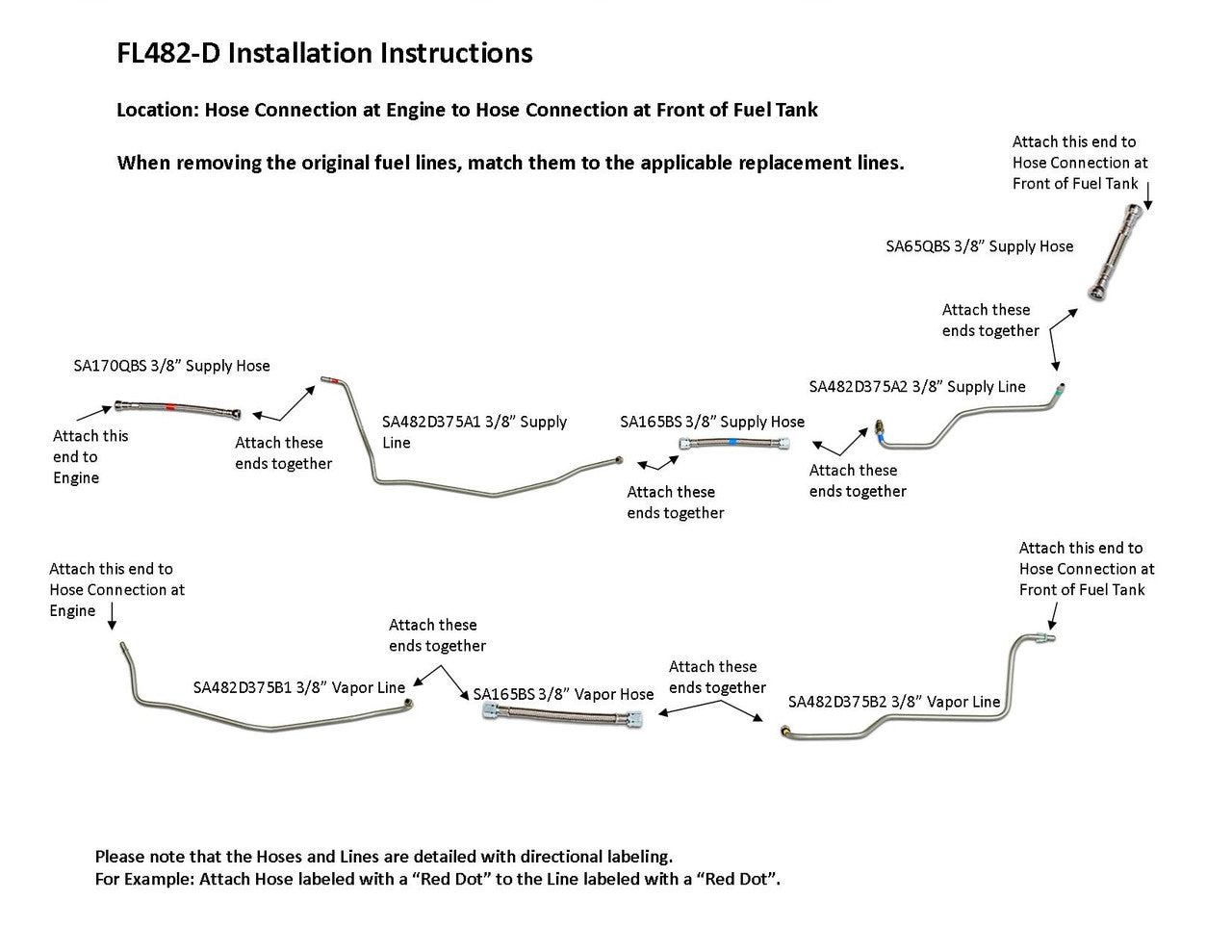 Chevy Express Van Fuel Line Set 2008 C/K1500/2500 6.0L Non-Flex Fuel 135" WB FL482-D1D