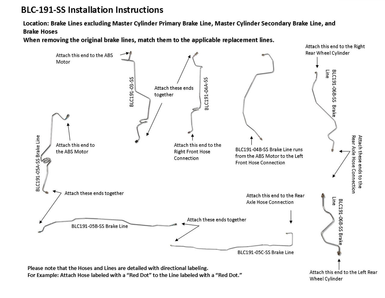 Chevy Blazer S10 Brake Line Set 1999 2WD BLC-191-SS1B Stainless Steel