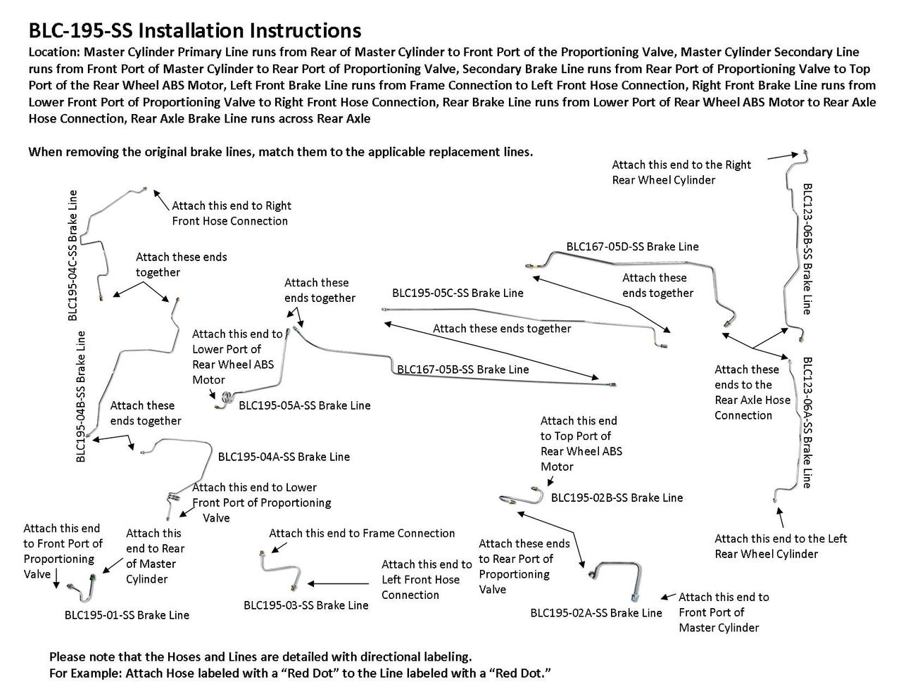 Chevy Truck Brake Line Set 1991 K1500 Ext Cab 6.5ft Bed 4.3L BLC-195-SS1B Stainless Steel