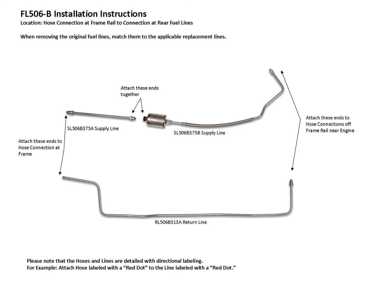 GMC Truck Rear Fuel Line Set 1988 Reg Cab 8 ft Bed 4WD 5.0L FL506-B2B