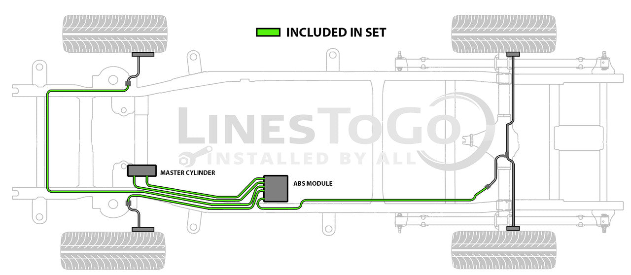 Chevy Silverado Brake Line Set 2002 3500 4WD Reg Cab & Chassis 137" WB 6.0L, 6.6L, 8.1L BLC-154-SS1B Stainless Steel