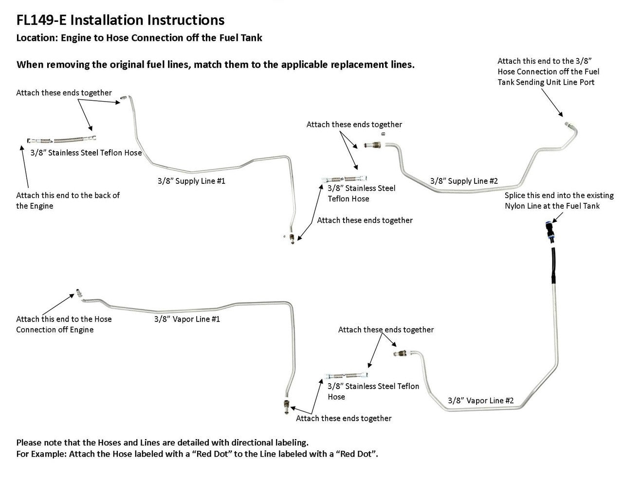 Chevy Suburban Fuel Line Set 2005 1500 "Z" (L59), 5.3L Non Flex Fuel Only FL149-E10F