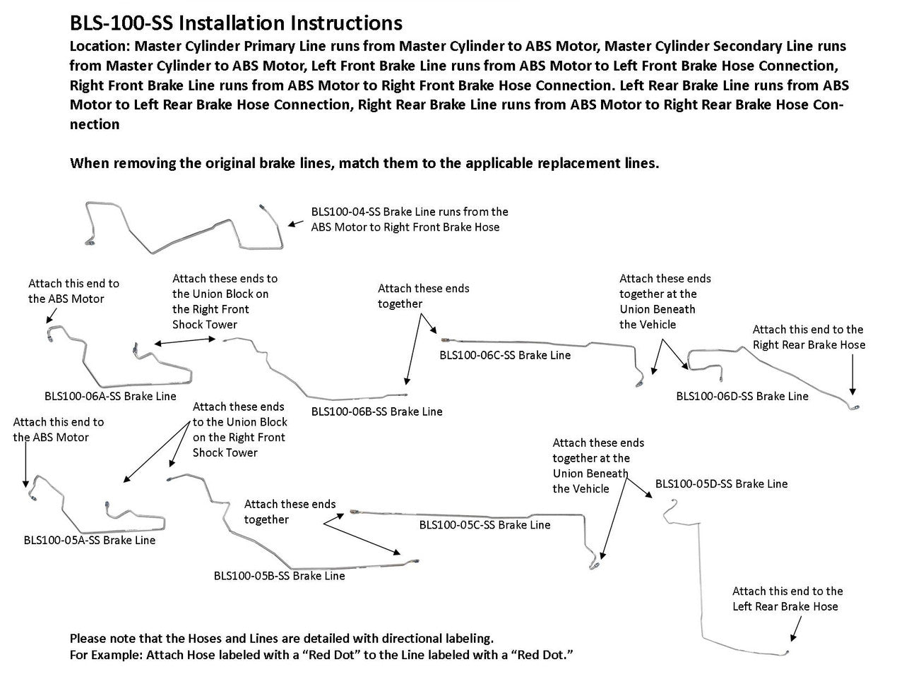 Subaru Forester Brake Line Set 2006 2.5L BLS-100-SS1A