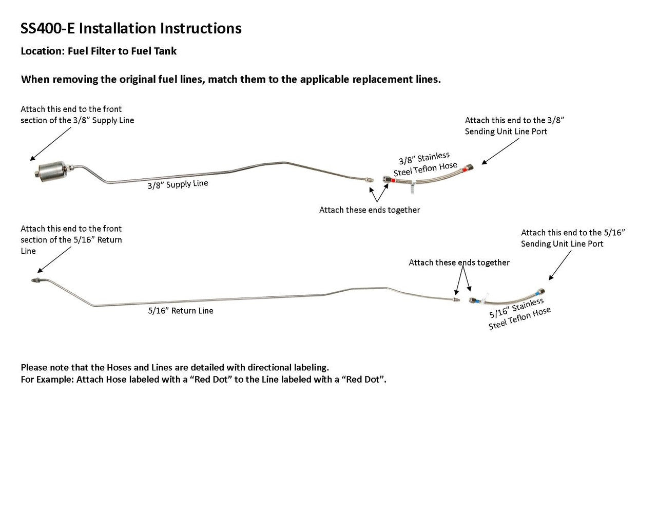 GMC Truck Rear Fuel Line Set 1988 2WD Reg Cab 8ft Bed 7.4L SS400-E2E Stainless Steel