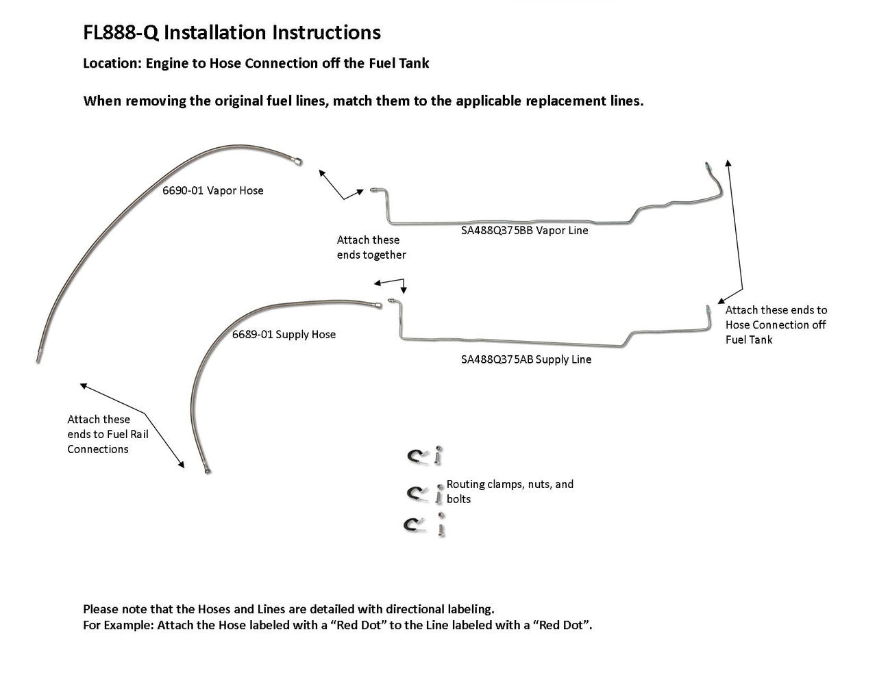 GMC Sierra EZ Install Fuel Line Set 2004 1500 Ext Cab 5.3L Non Flex Fuel FL888-Q2E