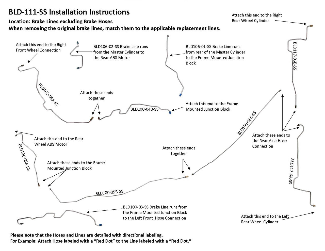 Juego de líneas de freno Dodge Durango 2003 2WD BLD-111-SS1A Acero inoxidable