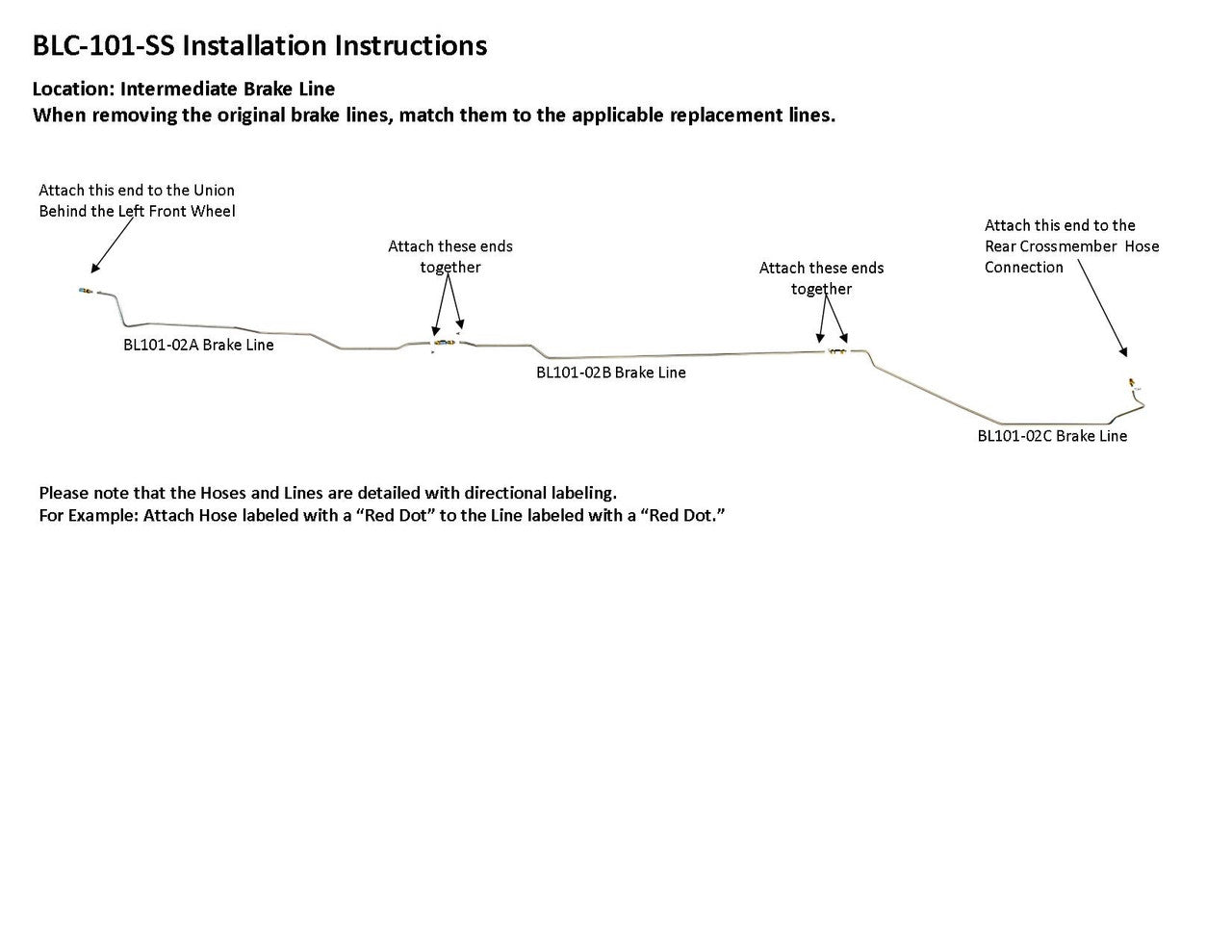 GMC Suburban Intermediate Brake Line 1997 C1500/2500 2WD 5.7L BLC-101-SS2C Stainless Steel