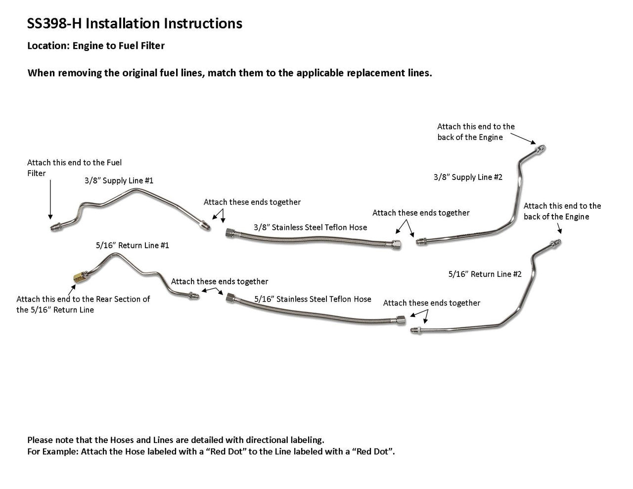 Juego de tuberías de combustible delanteras para camioneta Chevy 1996 4WD 5.0L SS398-H1C Acero inoxidable