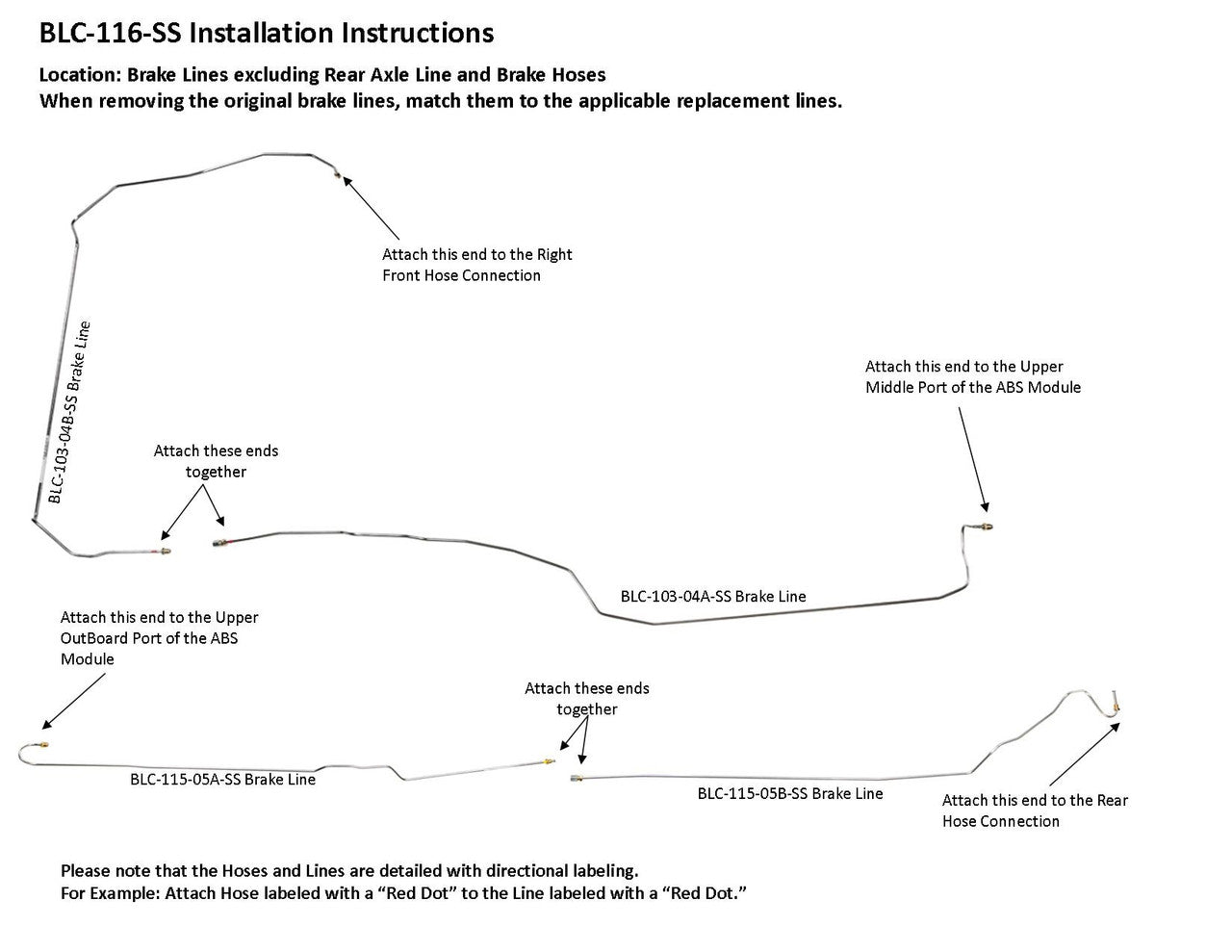 Chevy Silverado Brake Line Set 2006 1500 4WD Crew Cab 5.75ft Bed 4.8L BLC-116-SS1B Stainless Steel