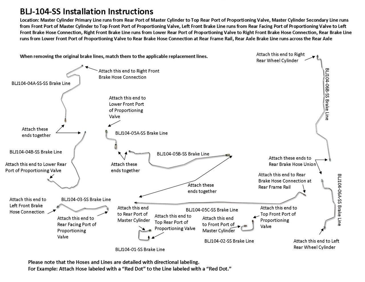 Jeep Cherokee Brake Line Set 1997 2.5L BLJ-104-SS1A Stainless Steel