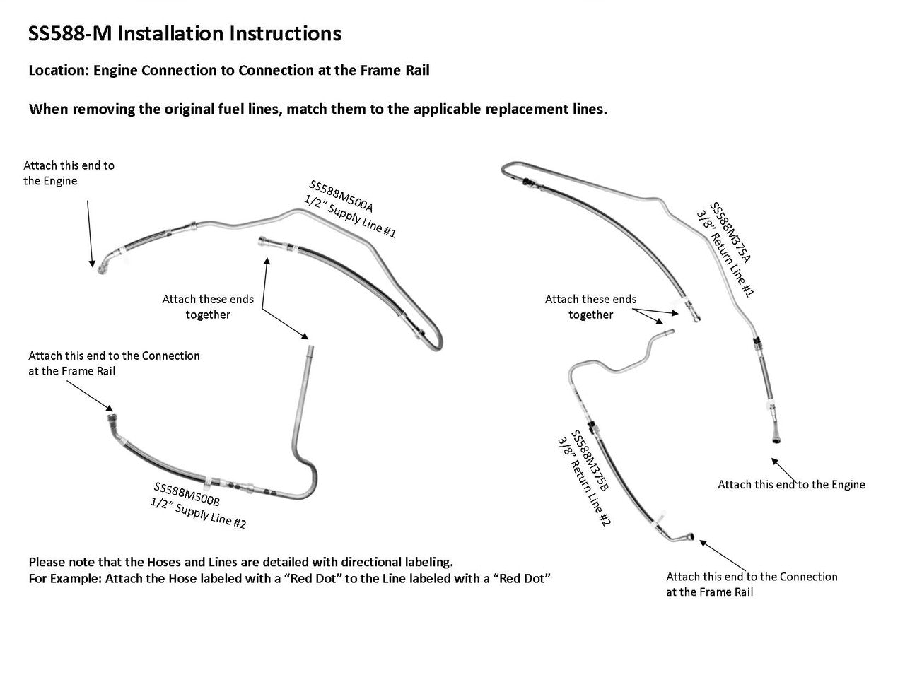 GMC TopKick Front Fuel Line Set 2008 C4500/5500 6.6L SS588-M2F Stainless Steel