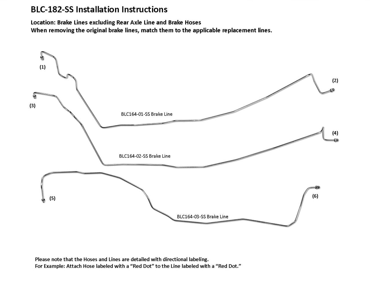 Jeu de conduites de frein Chevy Tahoe 2002 1500 4WD 116" WB 5.3L BLC-182-SS1B Acier inoxydable