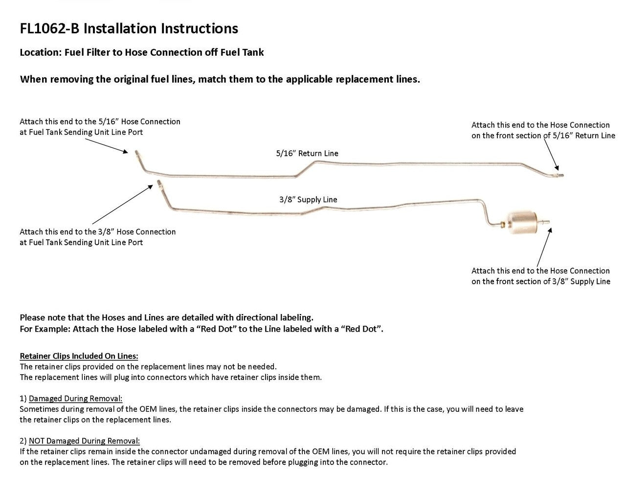 Chevy S10 Truck Rear Fuel Line Set 1997 Ext Cab 6ft Bed Non Flex Fuel 4.3L FL1062-B1E