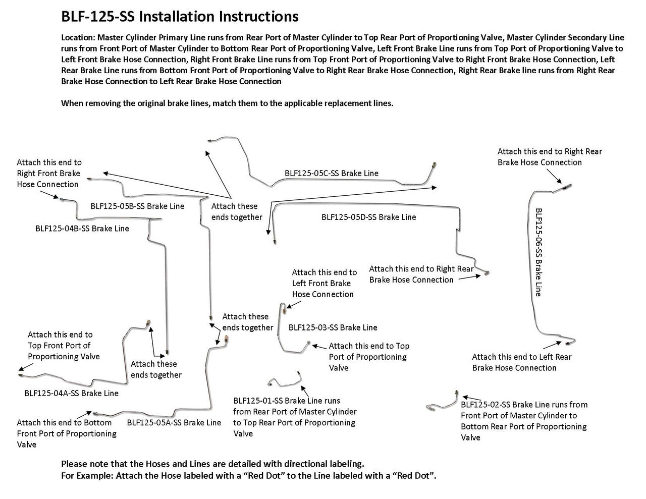 Ford Mustang Brake Line Set 2003 4.6L BLF-125-SS2E Stainless Steel