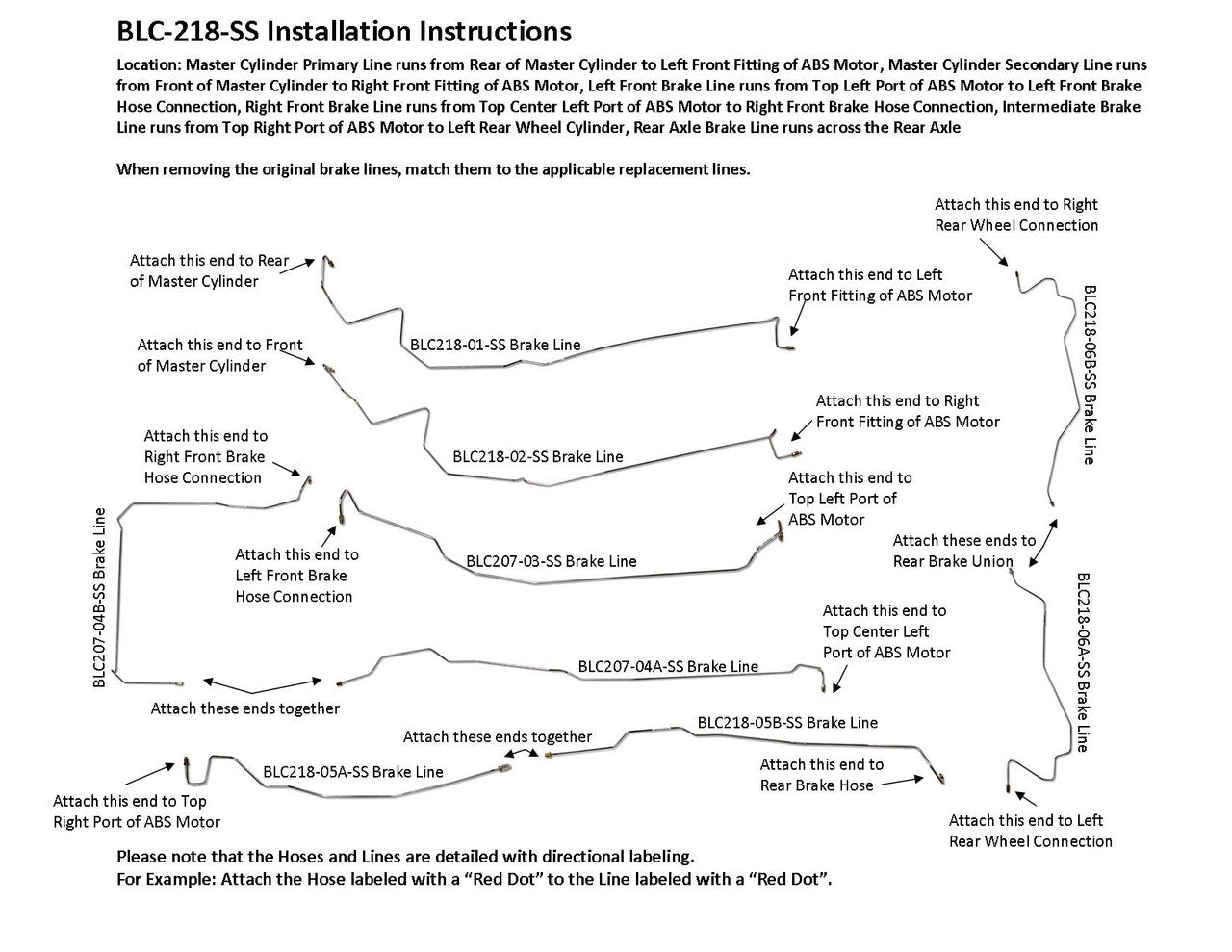 Chevy Silverado Brake Line Set 2007 1500 4WD Reg Cab 6.5ft Bed 4.3L BLC-218-SS1A Stainless Steel