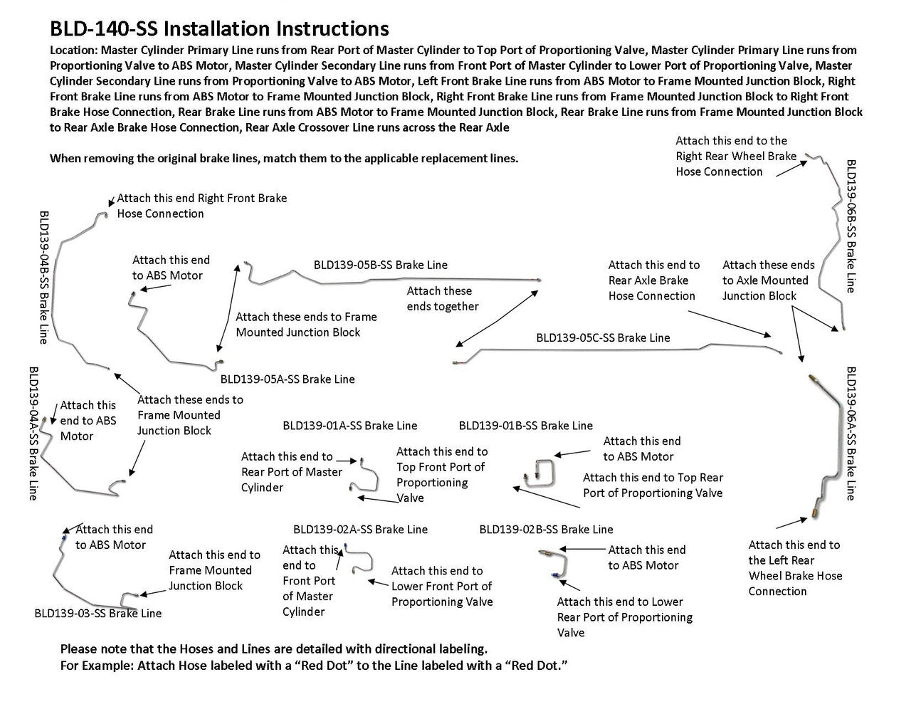 Dodge Ram 1500 Brake Line Set 2001 2WD Club Cab 8ft Bed 3.9L BLD-140-SS1D Stainless Steel