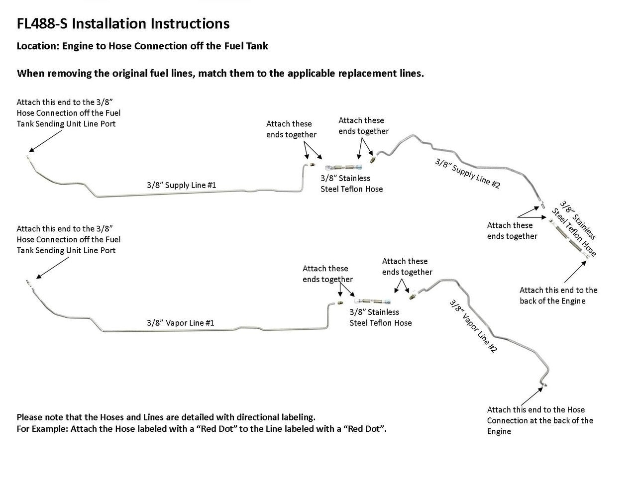 GMC Sierra Fuel Line Set 2005 2500HD/3500HD/3500 Crew Cab 8.1L FL488-S2E