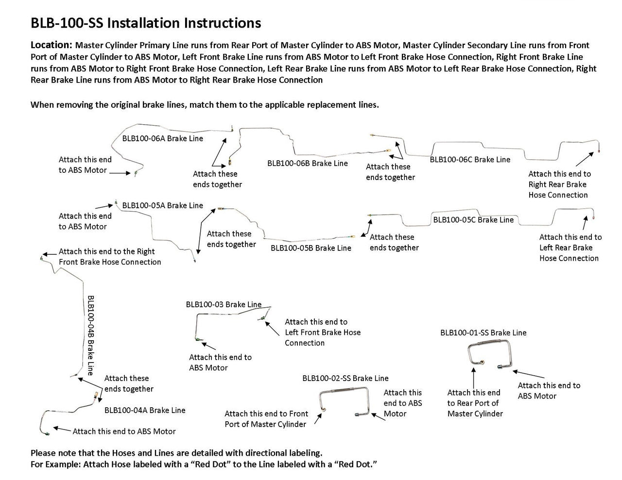 Buick Rendezvous Brake Line Set 2006 3.5L BLB-100-SS1G Stainless Steel
