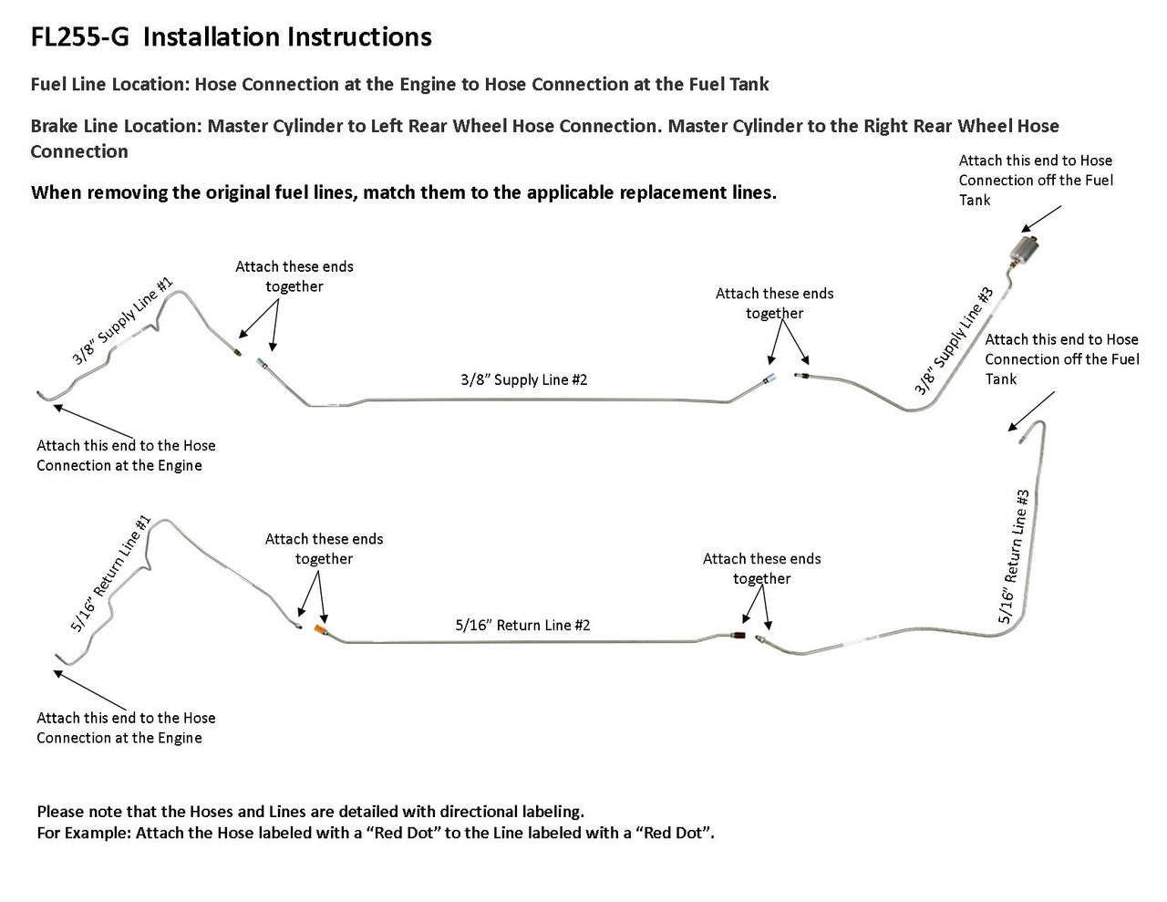 Oldsmobile Cutlass Fuel and Brake Line Set 1998 4 Dr 2.3L FL255-G3B