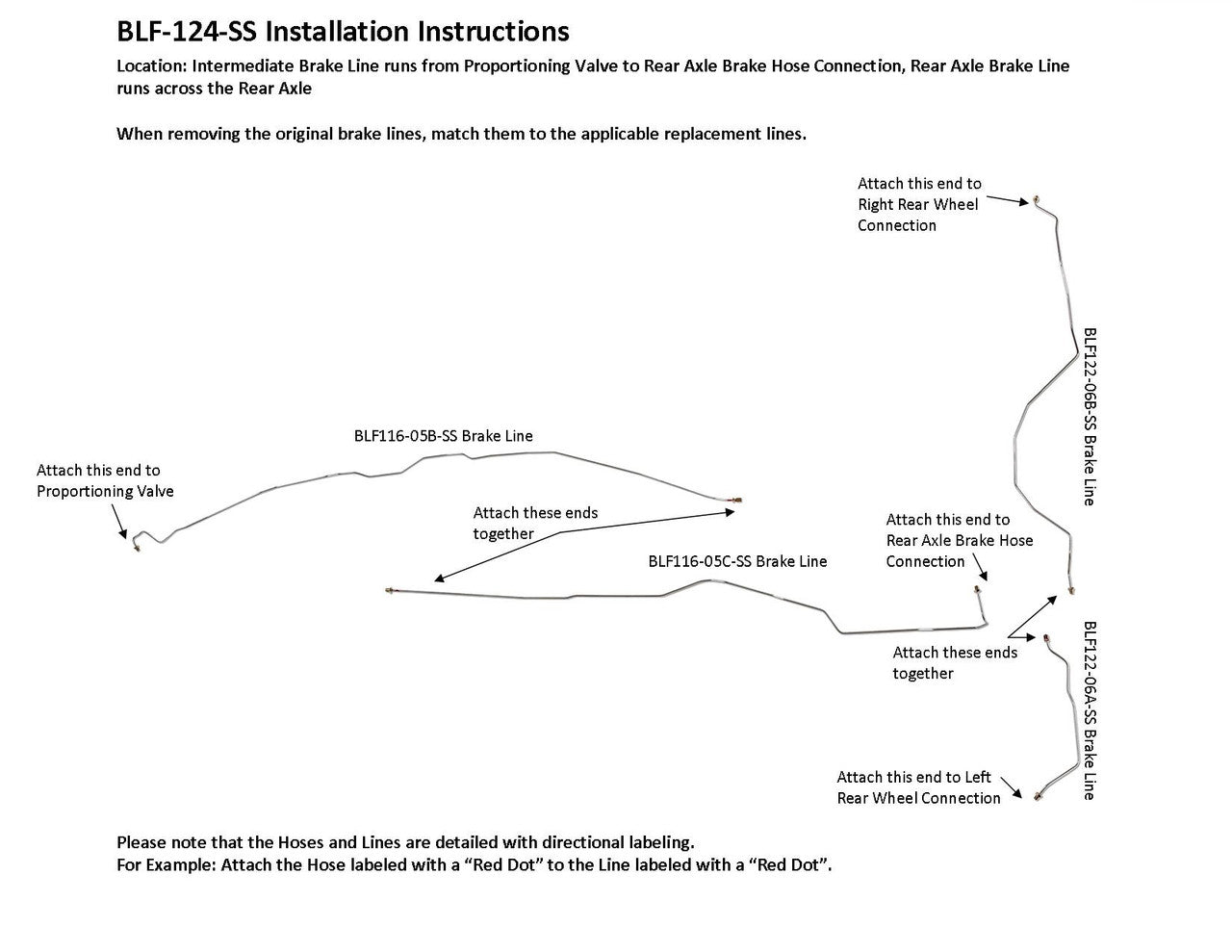 Ford F250/350 SRW Intermediate & Rear Brake Line Set 1990 Reg Cab 8ft Bed 7.5L BLF-124-SS1T Stainless Steel