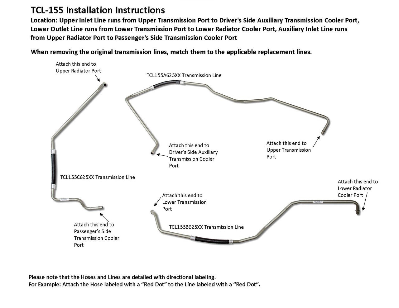 GMC Sierra 2500HD/3500/3500HD Transmission Line Set 2003 6.6L TCL-155-2A