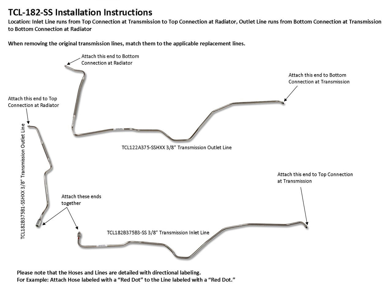 Jeu de conduites de transmission pour Chevrolet Suburban 1500 2006 6.0L TCL-182-SS5H en acier inoxydable