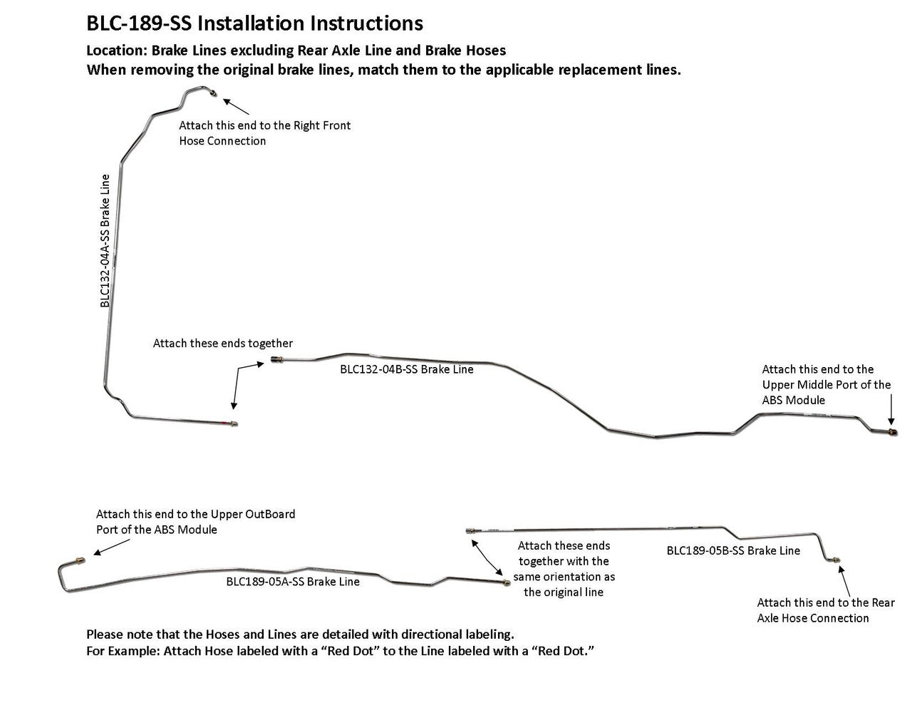 Chevy Silverado Brake Line Set 2007 3500 Classic Reg Cab 8ft Bed 8.1L BLC-189-SS3O Stainless Steel