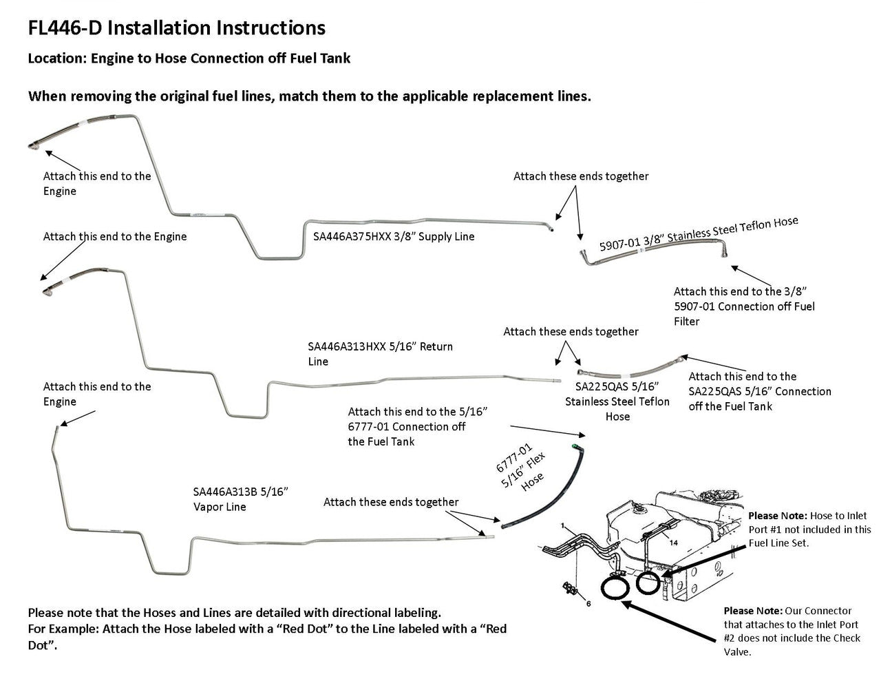 Juego de tuberías de combustible para Chevy Trailblazer 2004, 4,2 l, sin filtro de combustible remoto y tanque de combustible de 22 galones FL446-D1B