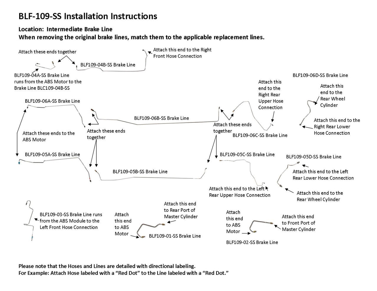 Ford Focus Brake Line Set 2006 2.3L BLF-109-SS1L Stainless Steel