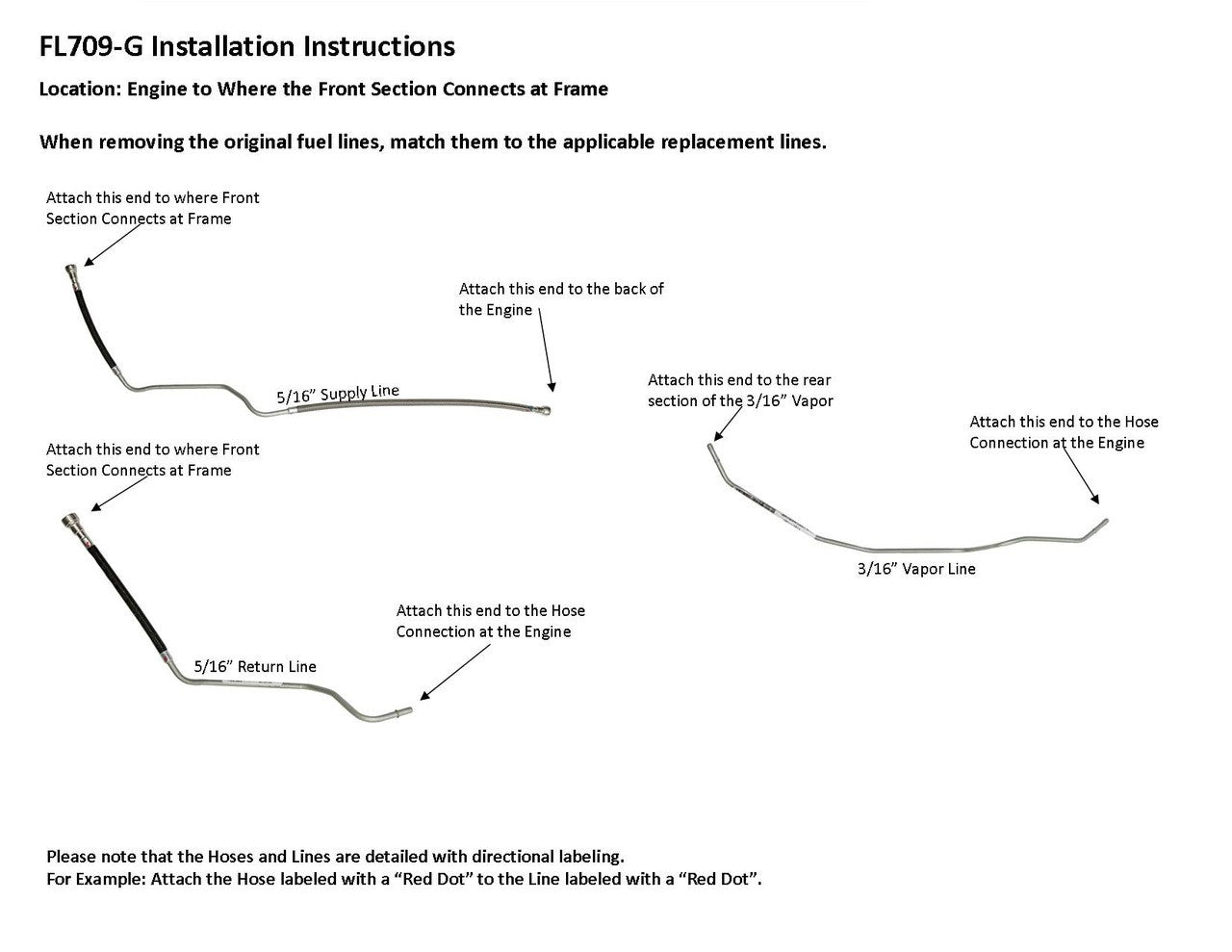 Dodge Ram Pick Up Front Fuel Line Set 1992 150/250/350 Reg Cab 6.5 ft & 8 ft box 5.9L Gas FL709-G1F