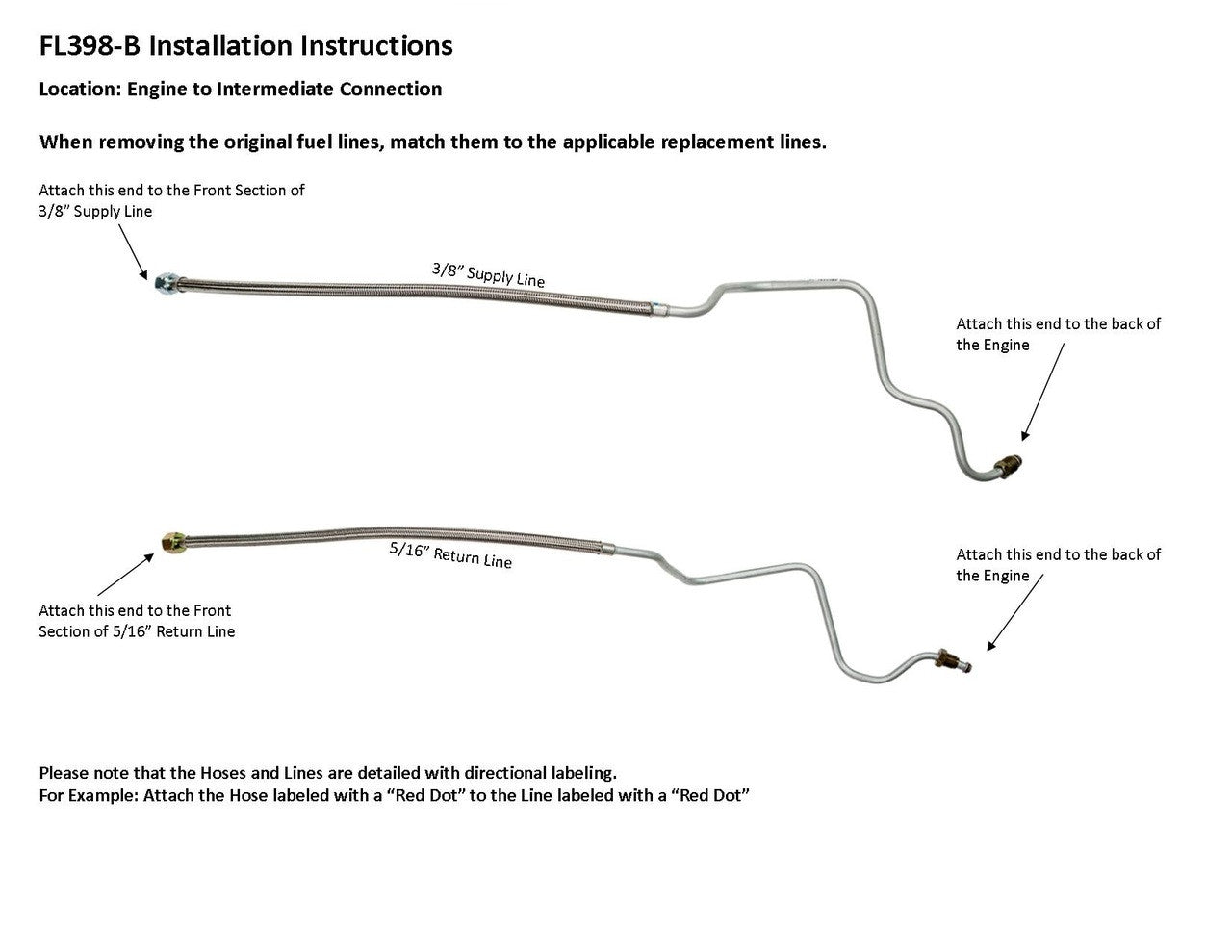 GMC V3500 Truck Front Fuel Line Set 1989 Reg/Crew Cab 8ft Bed 4WD 6.2L FL398-B9K