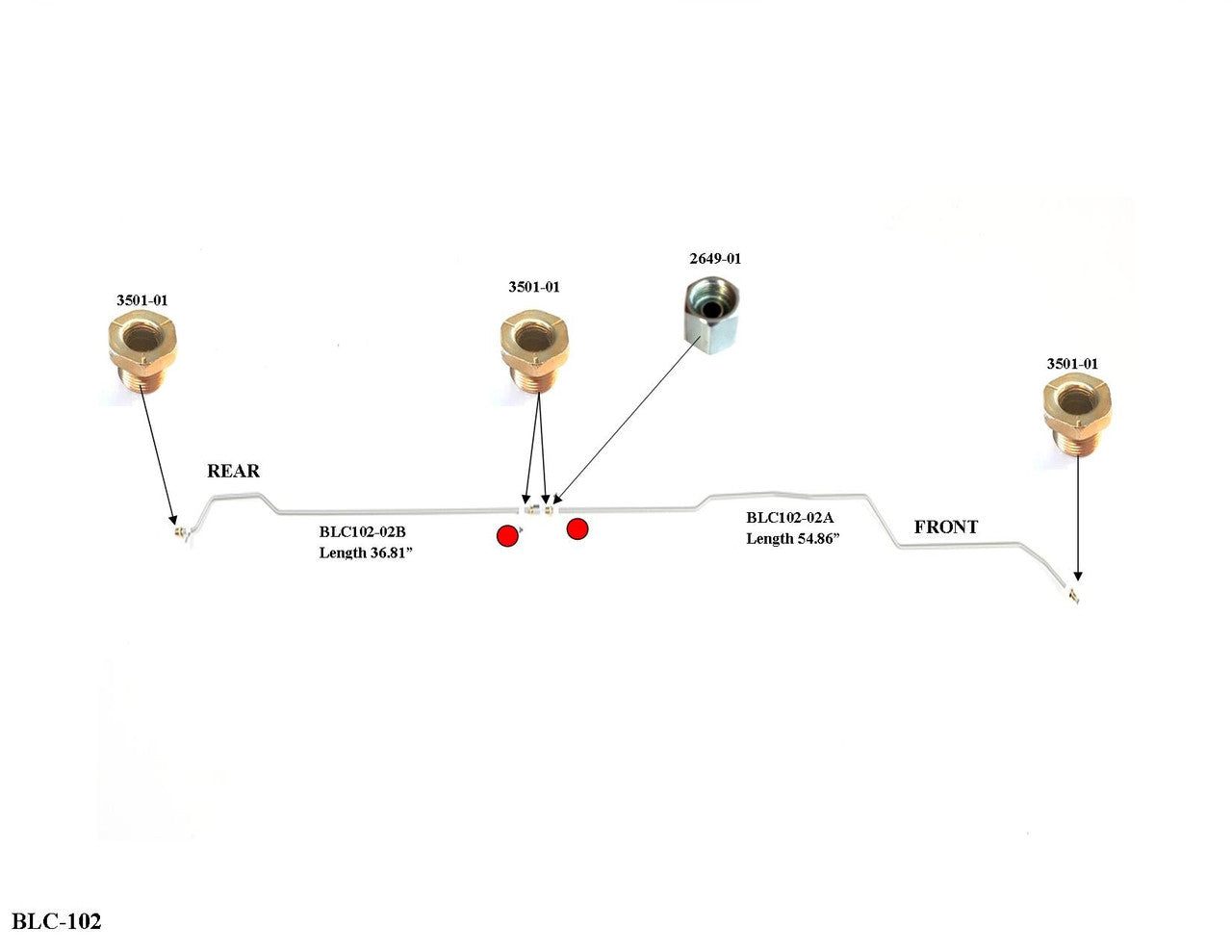 Conduite de frein intermédiaire GMC Suburban 1998 K1500/2500 4WD BLC-102-SS2D Acier inoxydable