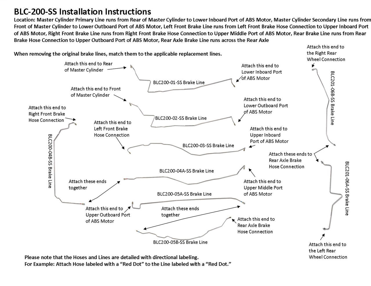 GMC Sierra Brake Line Set 2008 2500HD Crew Cab 6.5ft Bed 6.6L BLC-200-SS2F Stainless Steel