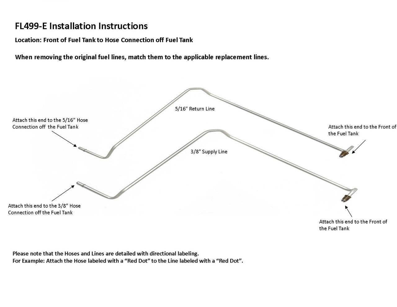 GMC Savana Van Rear Fuel Line Set 2003 1500/2500 5.3L FL499-E2D