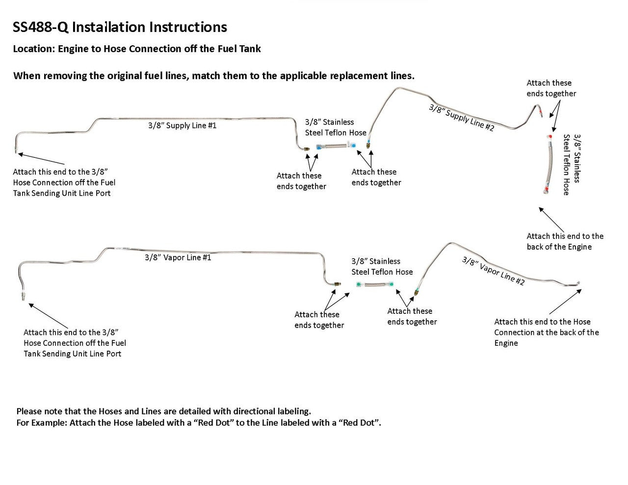 GMC Sierra Fuel Line Set 2005 1500 Ext Cab 6.0L Non Flex Fuel SS488-Q2D Stainless Steel