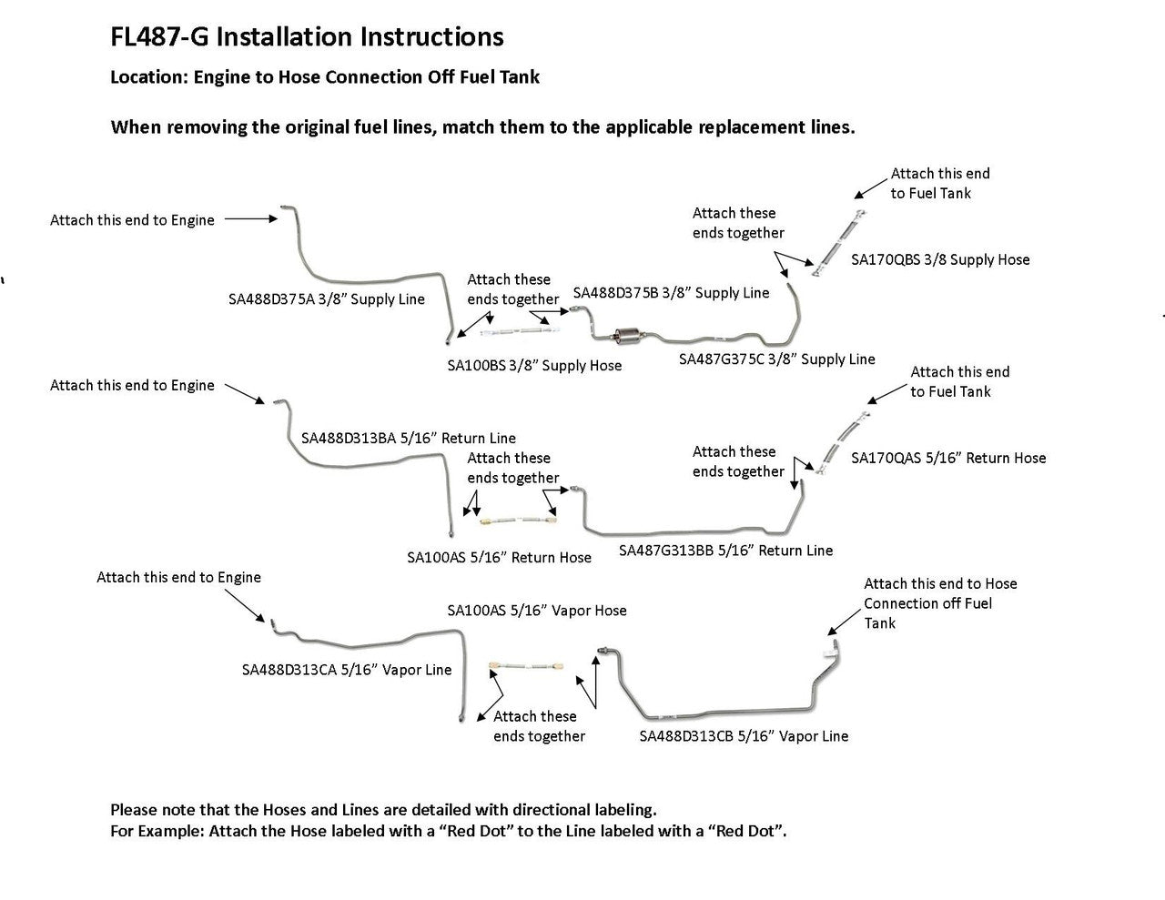 GMC Sierra Fuel Line Set 1999 2500 Reg Cab 8ft Bed 6.0L FL487-G2B