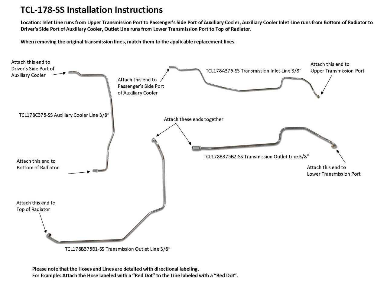 Ford Ranger Transmission Line Set 2005 4.0L TCL-178-SS2H Stainless Steel