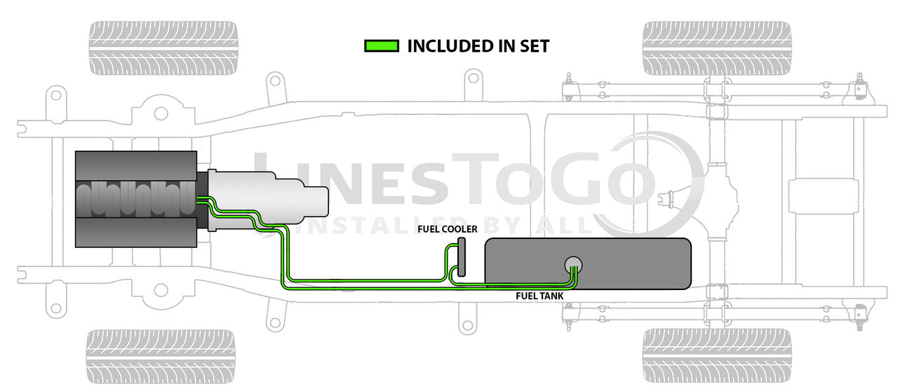 GMC Sierra Fuel Line Set 2002 Ext Cab & Chassis 161.5" & 185.5" WB 6.6L SS588-L2B Stainless Steel