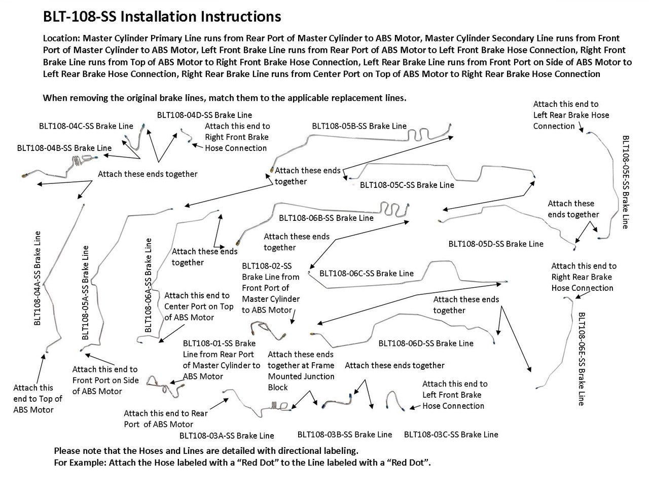 Toyota Tundra Brake Line Set 2012 RWD Reg Cab 8.1ft Bed 4.6L BLT-108-SS6B Stainless Steel