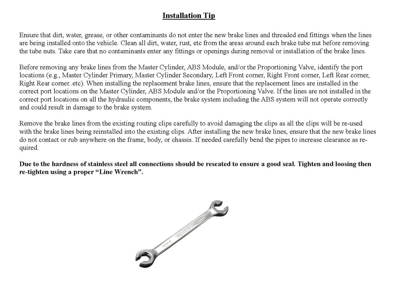 Ford F250 SD Intermediate Brake Line 1999 2WD Ext Cab 8ft Bed/Crew Cab 6.5ft Bed BLF-102-SS1A Stainless Steel