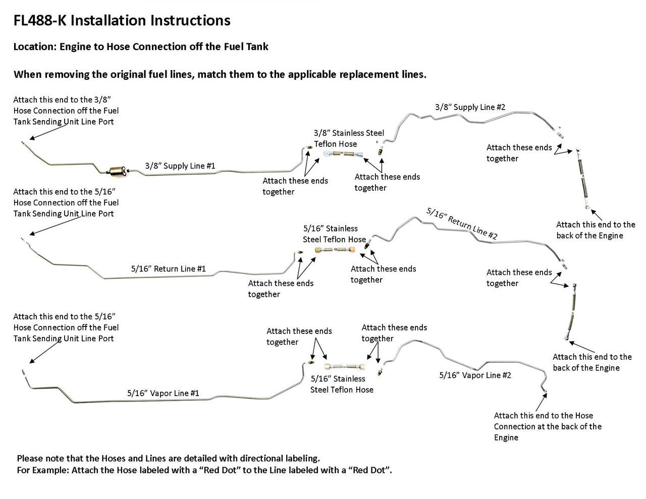 GMC Sierra Fuel Line Set 2002 2500HD/3500HD/3500 Crew Cab 8.1L FL488-K2E