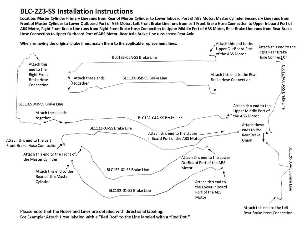Jeu de conduites de frein pour Chevy Silverado 2002 2500HD/3500 Crew Cab 8 pi 6,0 L BLC-223-SS1B Acier inoxydable