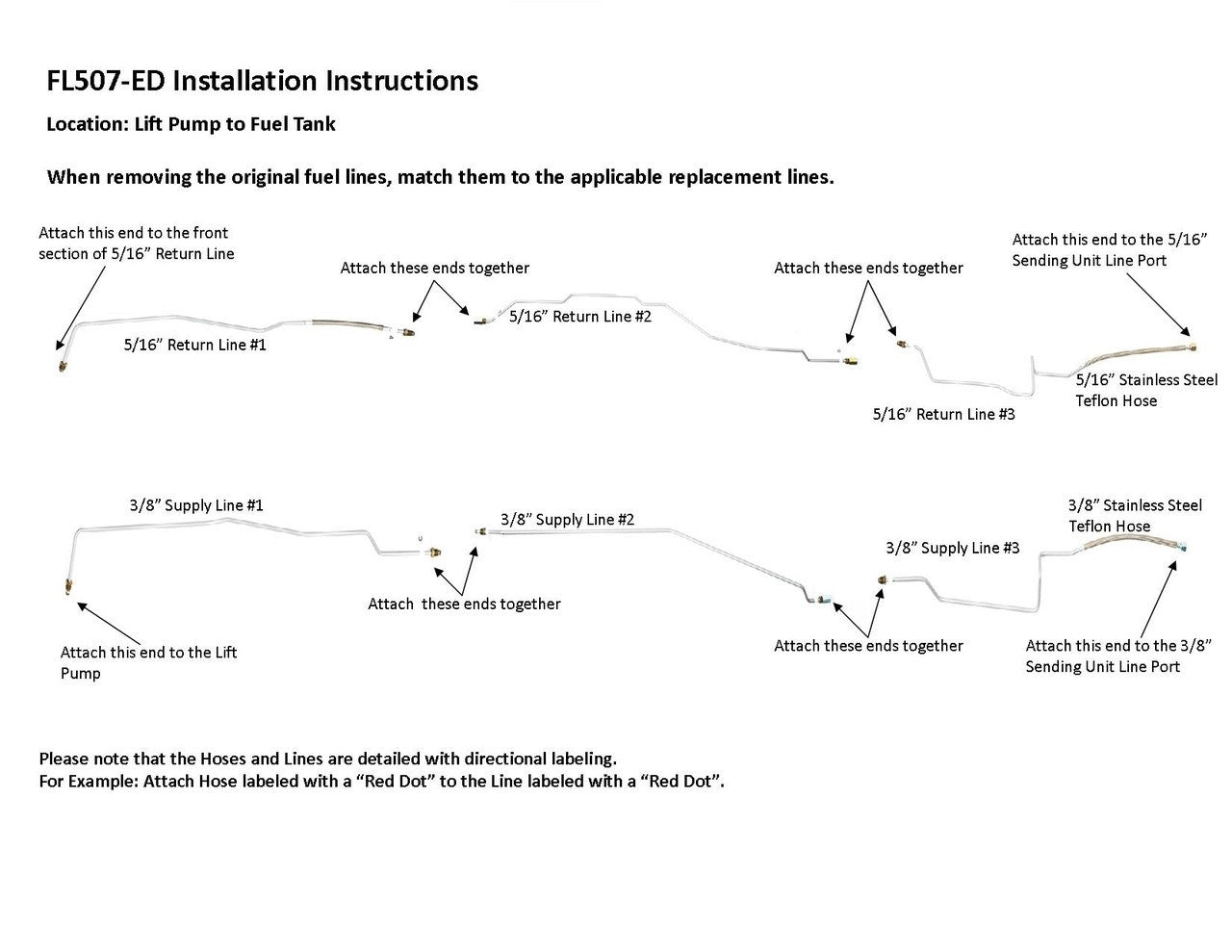 Chevy Suburban Rear Fuel Line Set 1989 R1500/2500 2WD Diesel 6.2L FL507-ED1C