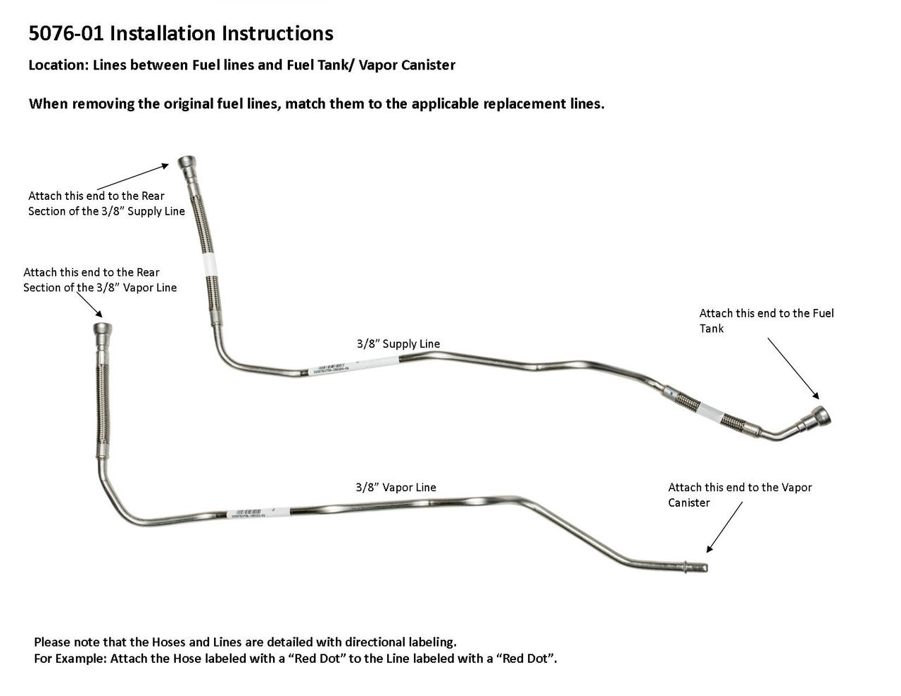 Chevy Silverado/GMC Sierra 1500 Stainless Steel Lines 2012 Between Fuel Lines and Fuel Tank 5076-01J