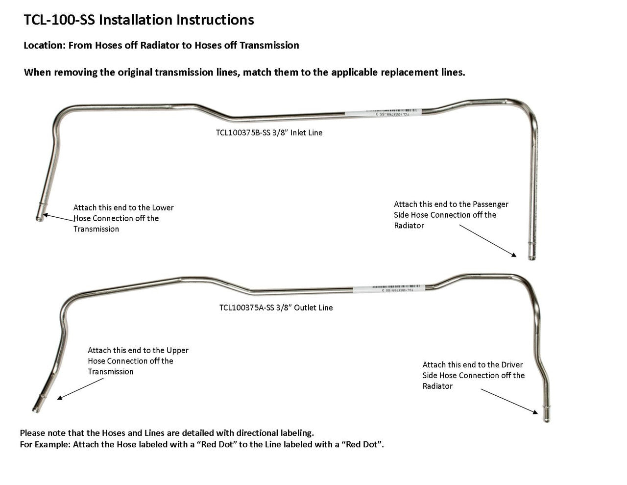 Subaru Impreza SS Sport Sedan Transmission Line Set 2011 4WD 2.5L TCL-100-SS12D Stainless Steel