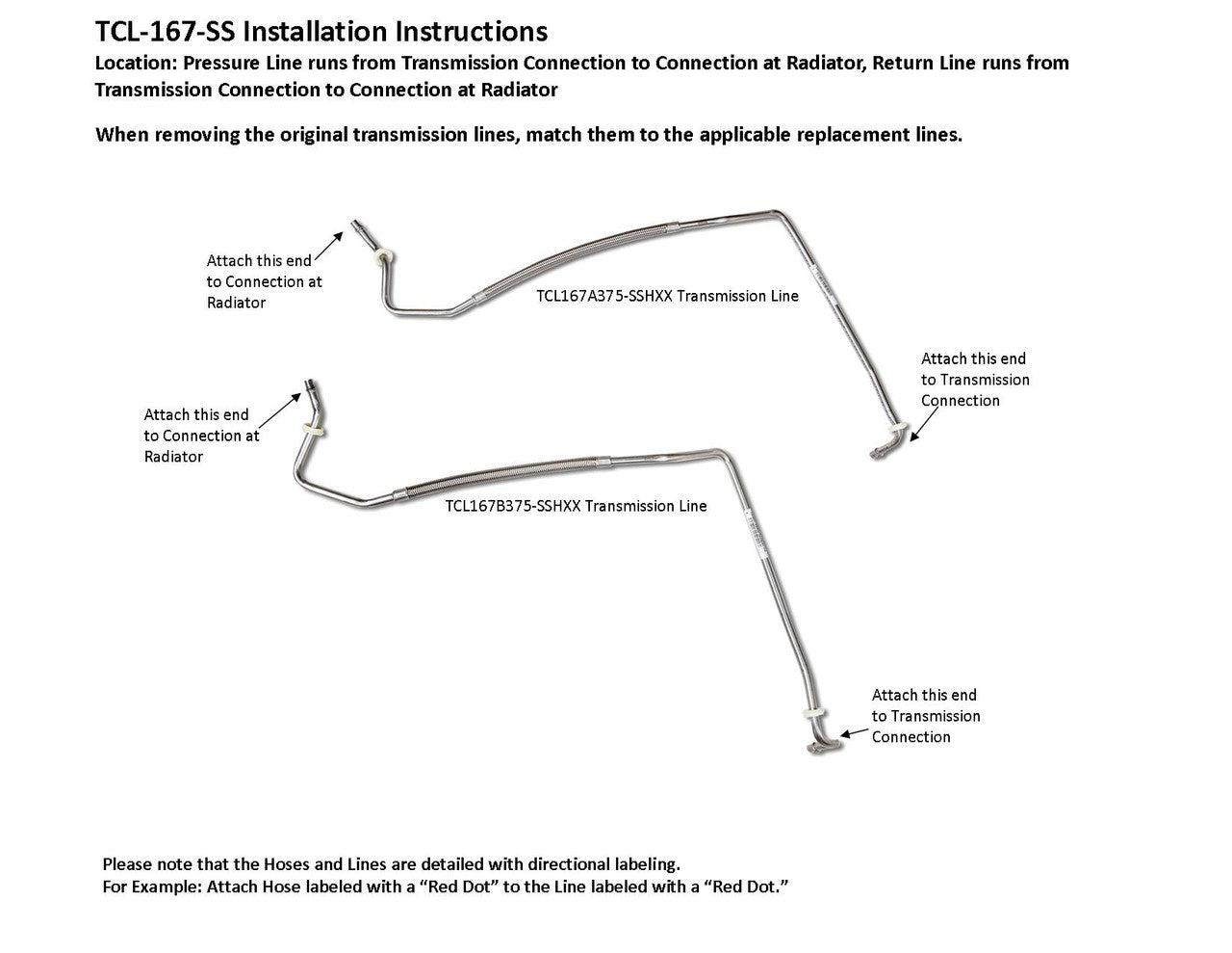 Chrysler Town & Country Transmission Line Set 2005 3.3L TCL-167-SS1A Stainless Steel